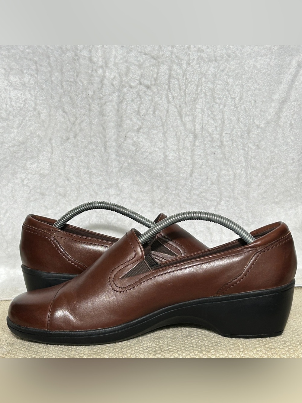 Clarks Womens Brown Leather May Poppy Bendables SlipOn Wedge Loafer Shoes SZ 9M - Picture 7 of 11